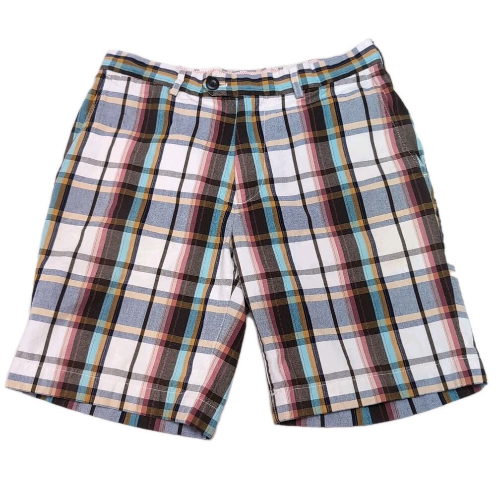 Jack Spade Shorts Men's Size 30 Multicolor Plaid Chino‎ Cotton 8 inch Inseam